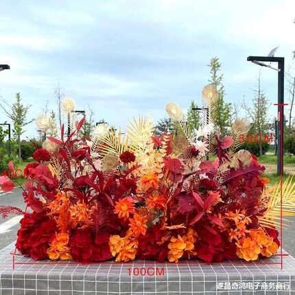 新款婚庆大款地排花花仿真排绢花成品装B6310600饰花酒店路墙引花