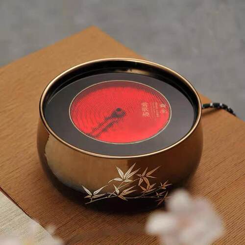莺歌烧电陶炉煮茶炉家用电茶炉铁壶银壶用泡茶煮茶器上金下黑银竹
