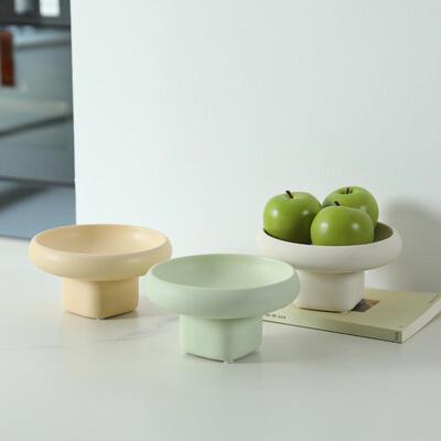 奶油风创意高脚陶瓷水饰果盘纳托盘现代客厅软装饰品收盘首IEK摆