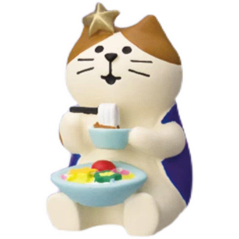 七夕节情人节牛郎织女企鹅吃面猫桌面装饰摆件