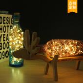 小鹿瓶子灯简约木艺台灯个性 书房客厅卧室床头台灯 创意温馨时尚