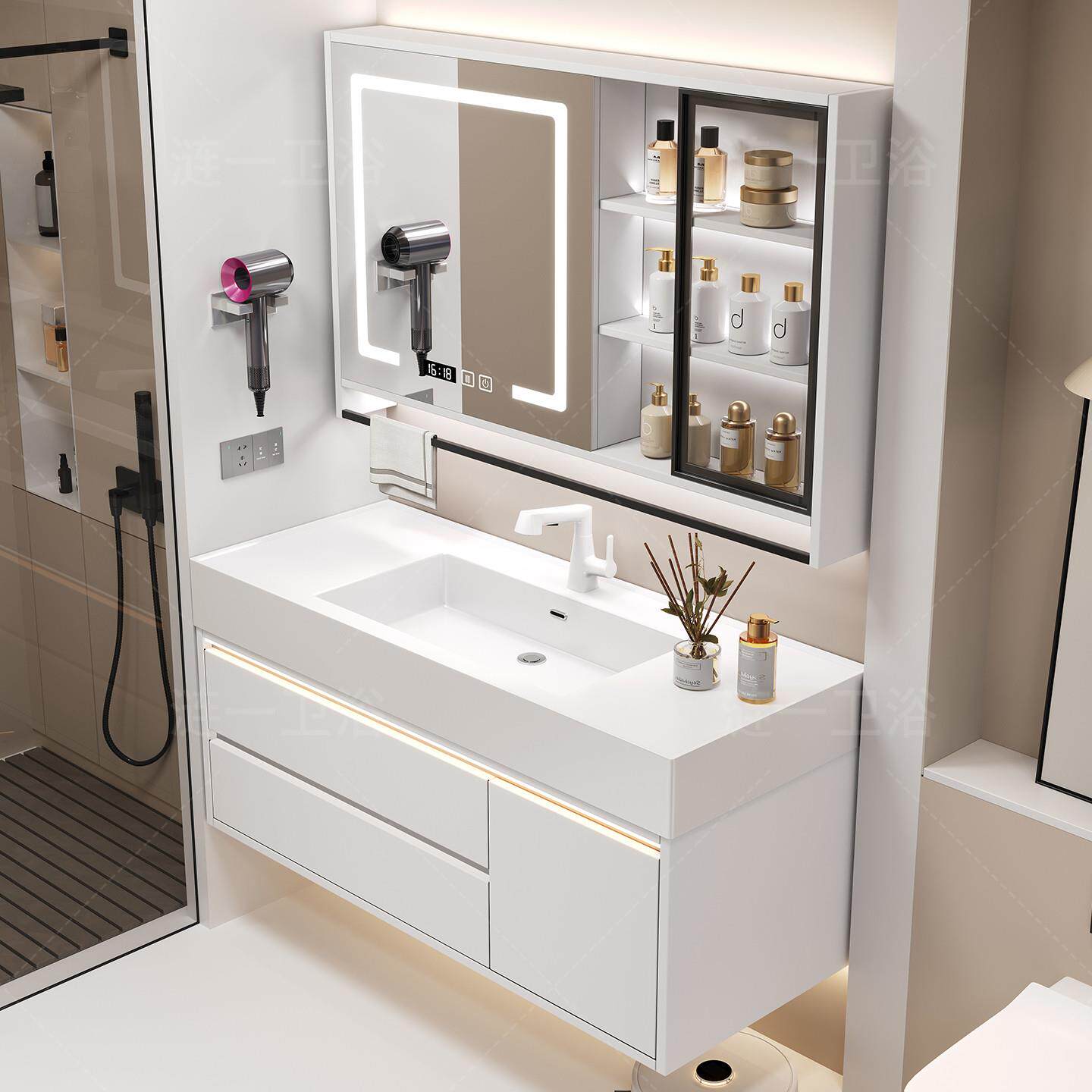 包安装纳米岩石一体盆洗漱台浴室柜卫生间洗脸盆柜组合厕所洗手盆