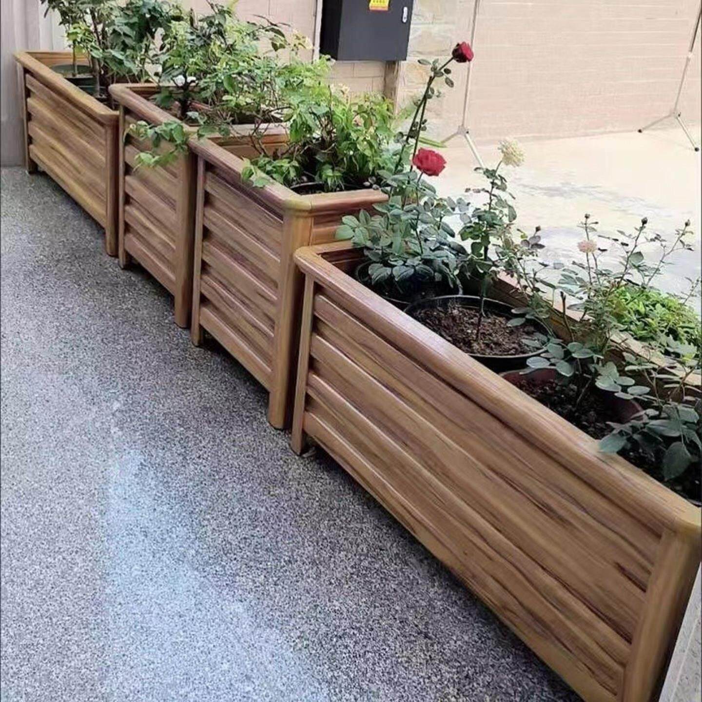 加厚铝合金花箱户外庭院定制阳台种植箱组合花盆种菜花槽道路花箱