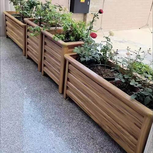 定制加厚铝合金花箱庭院阳台种植箱户外组合花盆家用花槽道路花箱