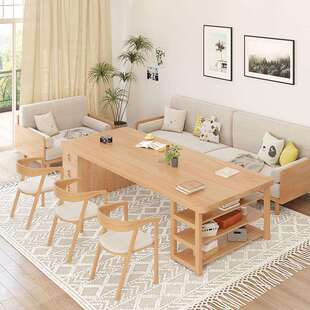 客厅全实木书桌学生家用儿童学习桌双人写字桌带抽屉工作台大桌子