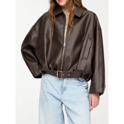 Women's jacket, pilot jacket, women's synthetic leather top