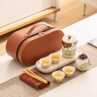 便携式 备 收纳杯壶快套装 客露营泡茶茶具外功夫旅行出差包户喝茶装