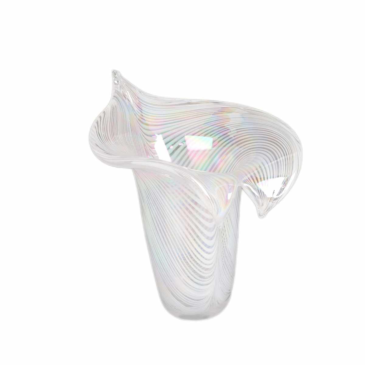 现代艺术简约琉璃花瓶条纹炫彩花器样板间喇叭玻璃装饰品家居摆件