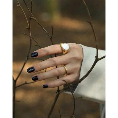 Trendy Shell Geometry Rings For Women Simple Vintage Silver