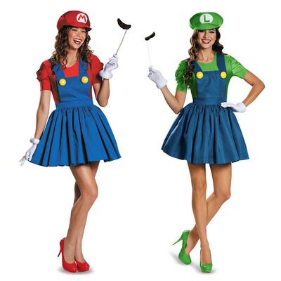 Plumber Hero Suspender Skirt Costume, Women Halloween