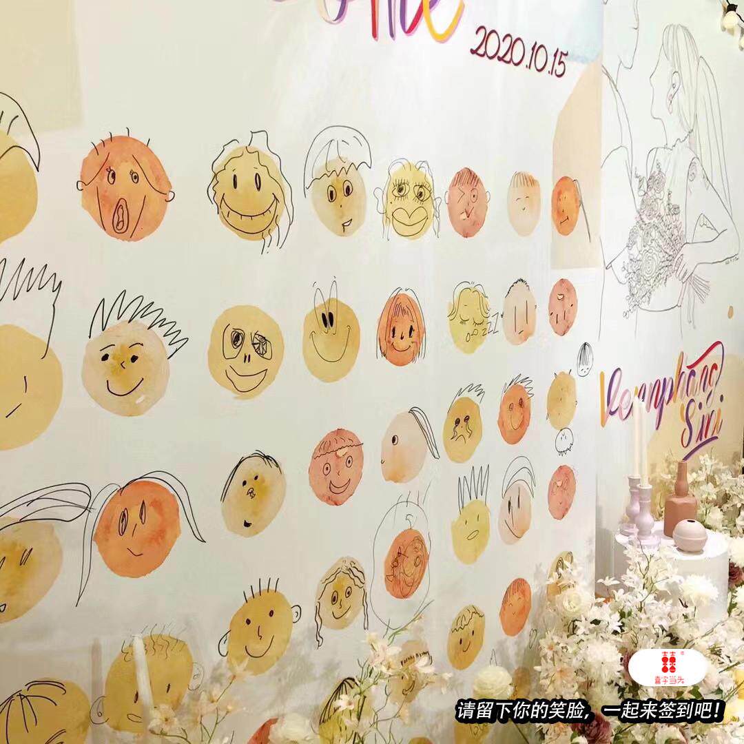 手绘签到海报手绘签名板打卡创意签到打卡签到创意拇指签到拍立