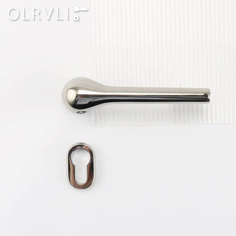 olrvli黄铜静音门锁现代简约镍银色门把手极简轻奢木门锁设计师款