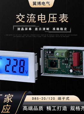 D85-20端子式交流电压表LCD液晶显示数字显式两线直接式AC80-500V