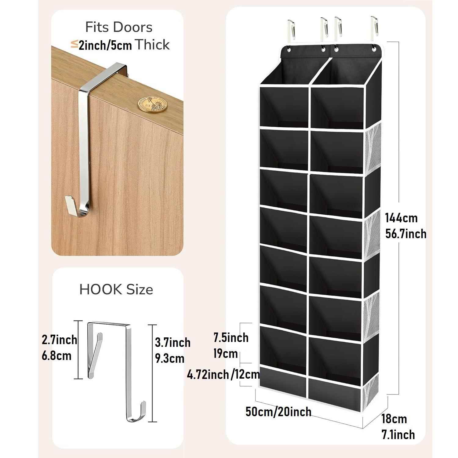 家用无纺布8层16格门后收纳挂袋布艺大容量门上储物悬挂式收纳袋