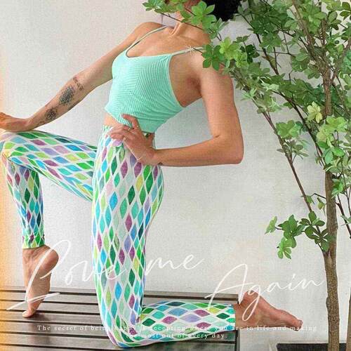 Dopamine color printed yoga exercise brocade fitness running
