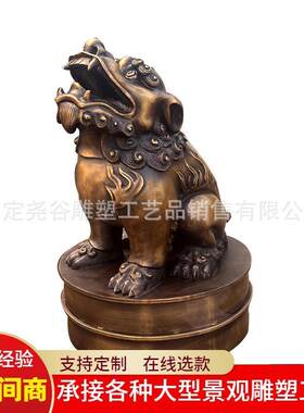 户外桥头朝天吼雕塑厂家大型铸铜仿古动物纯铜81cm望天吼华表装饰
