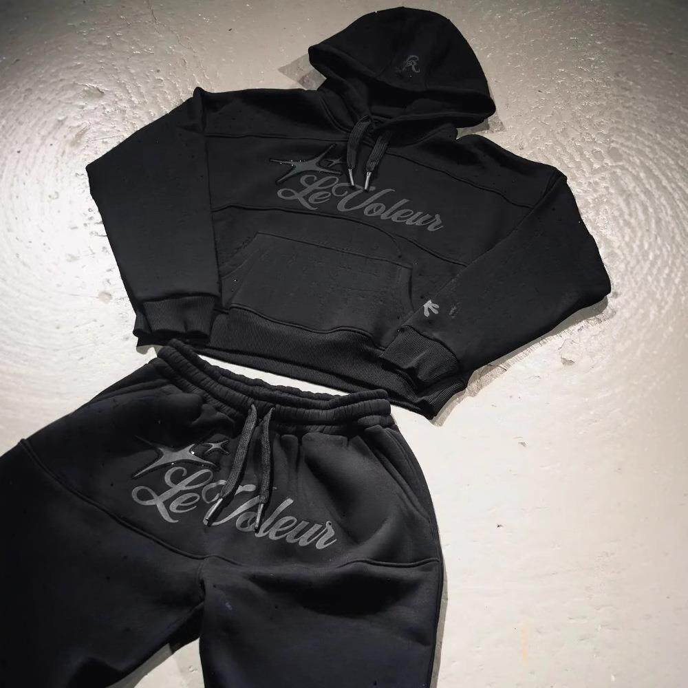 Printed hoodie men's sports suit pants