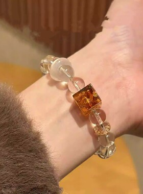 2026【虎虎生威】天然净体白水晶手串净化磁场转运花帕暴富黄水晶