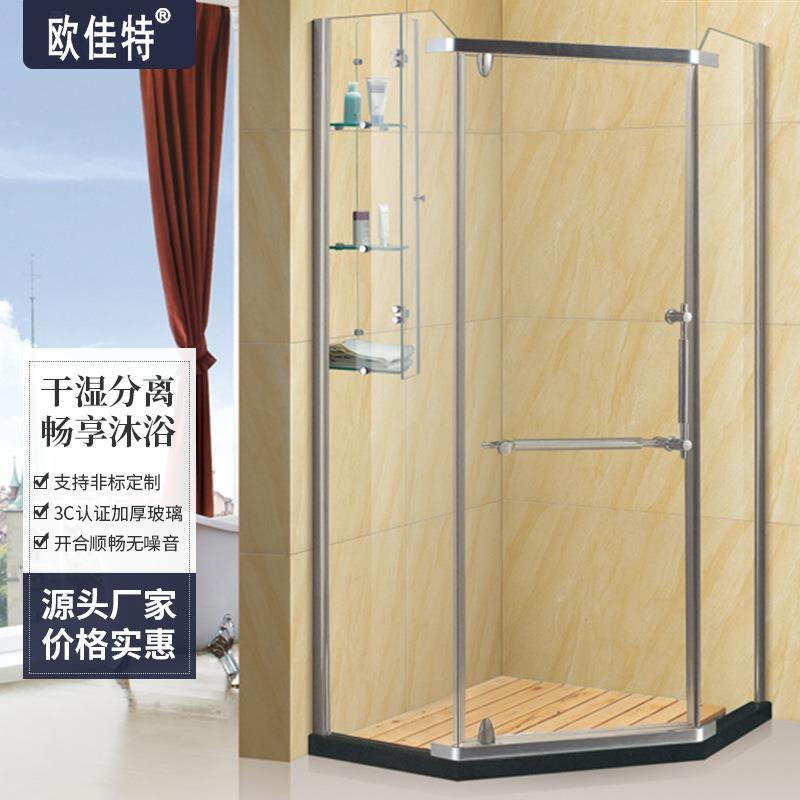厂家定制淋浴房SUS不锈钢简易整体淋浴房简约钻石型移门式现货