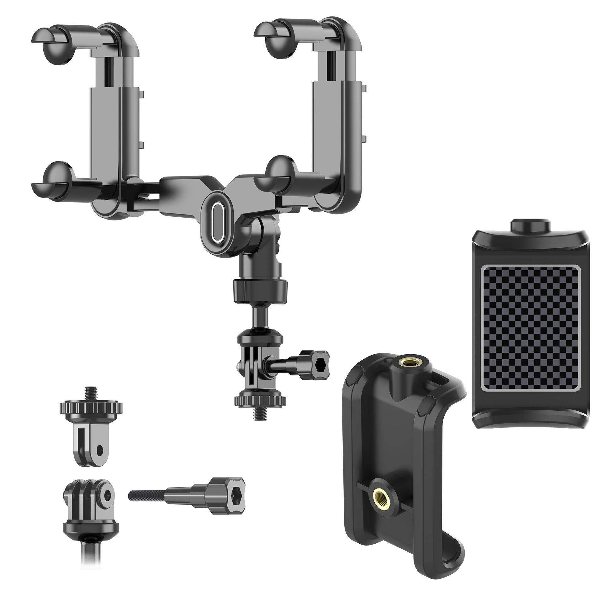 汽车载后视镜全景运动相机行车记录仪拍摄像手机通用支架