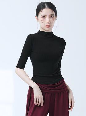 现代古典舞练功服高领女弹基训舞蹈服修身形体班服打底衫0412d