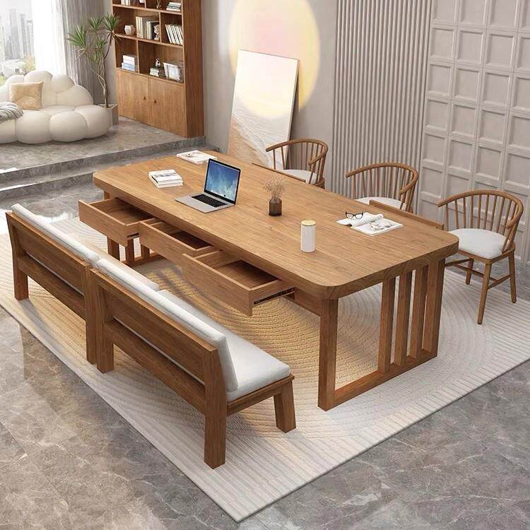 高端实木大长桌带抽屉实木书桌家用办公写字桌工作台办公室电脑桌