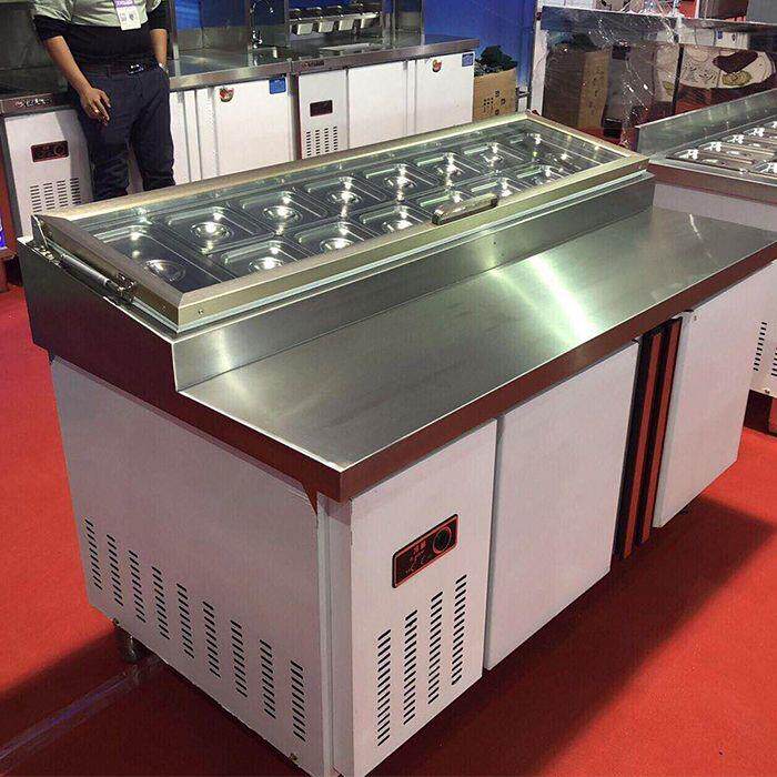 开槽料台沙拉台商用冷藏披萨台摆摊冰粉奶茶水果展示柜保鲜操作台