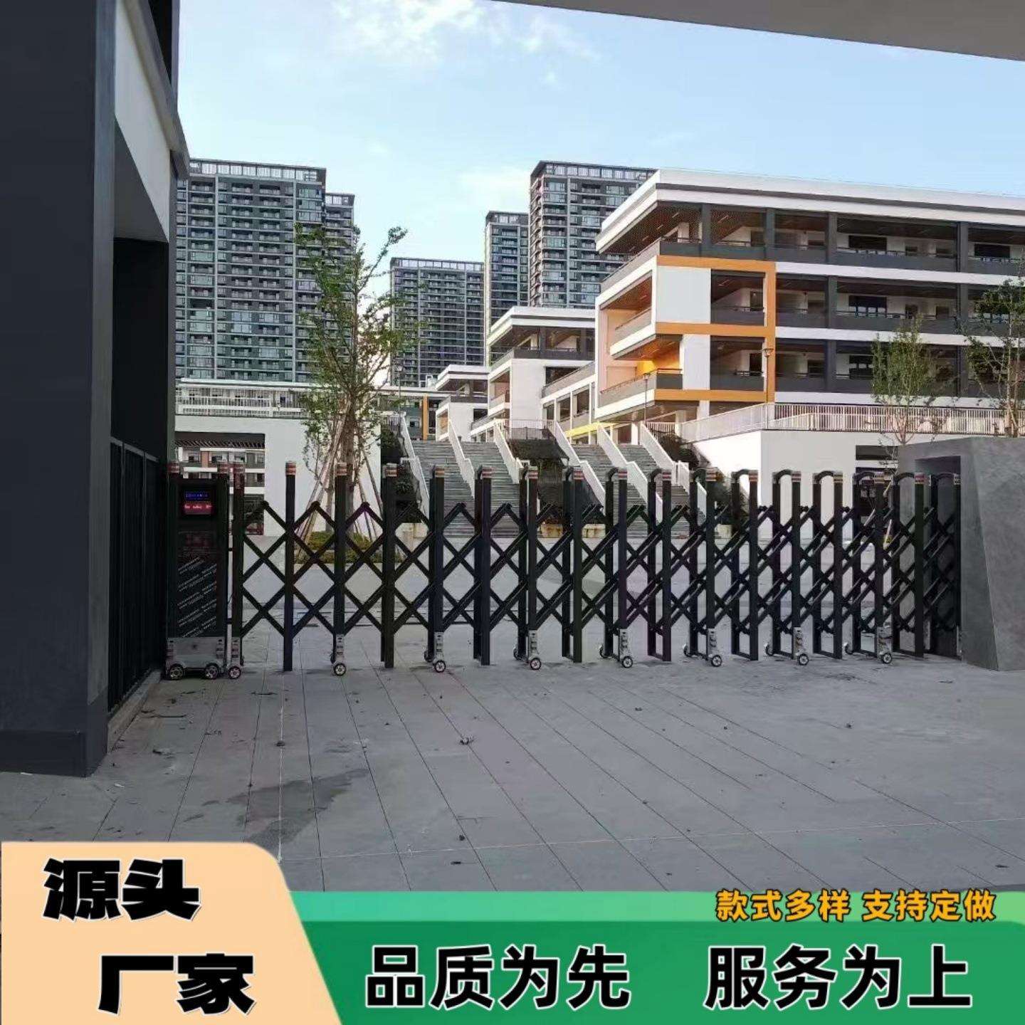 铝合金电动伸缩门工厂单位厂房小区无轨收缩门电动推拉门自动门