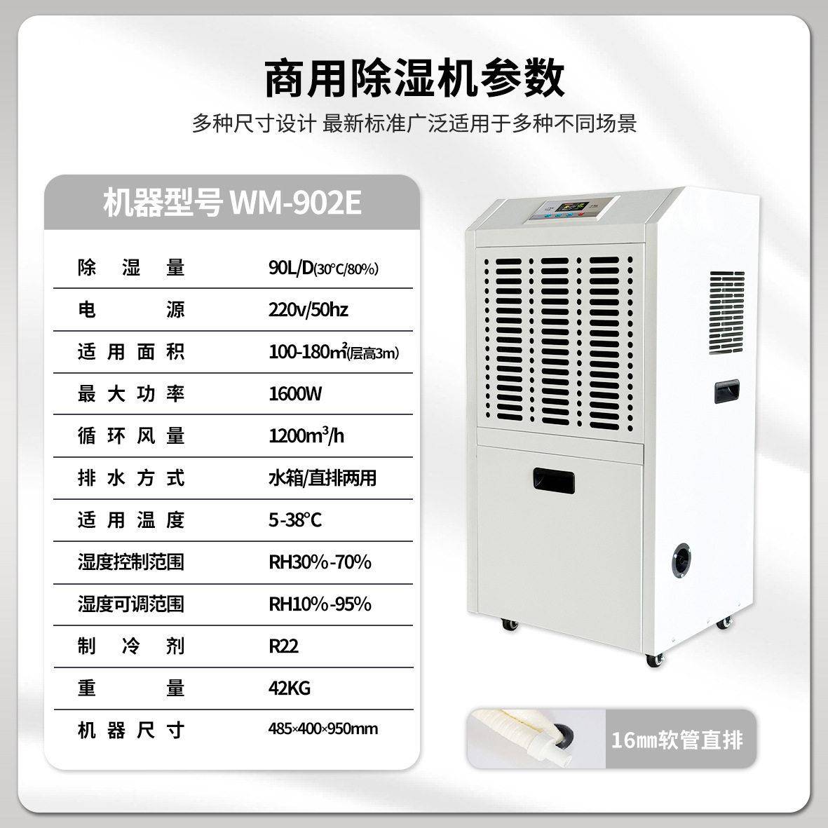 商用除湿机静音可移动小型地下室机房车库房间棋牌室防潮抽湿器