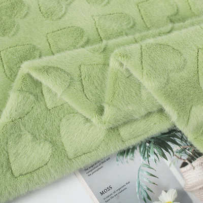 现货金貂压爱心绒布欧貂雪貂高低兔毛面料服装箱包布料可定花型