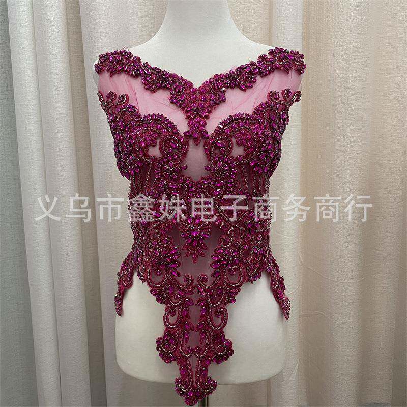 2024年厂家直女士销服饰网补纱水钻刺绣贴胸丁XSZ20241服装辅料