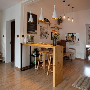 需定制实木吧台桌家用客厅隔断家用小吧台桌厨房酒吧高脚桌子