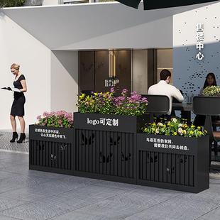 户外铁艺花箱花坛售楼部围栏商业街广场店门口隔断花架不锈钢花槽