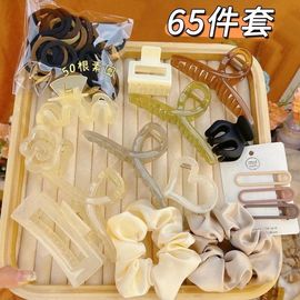 65件套抖音发饰发夹头绳发圈头饰抓夹2023鲨鱼夹套装合集