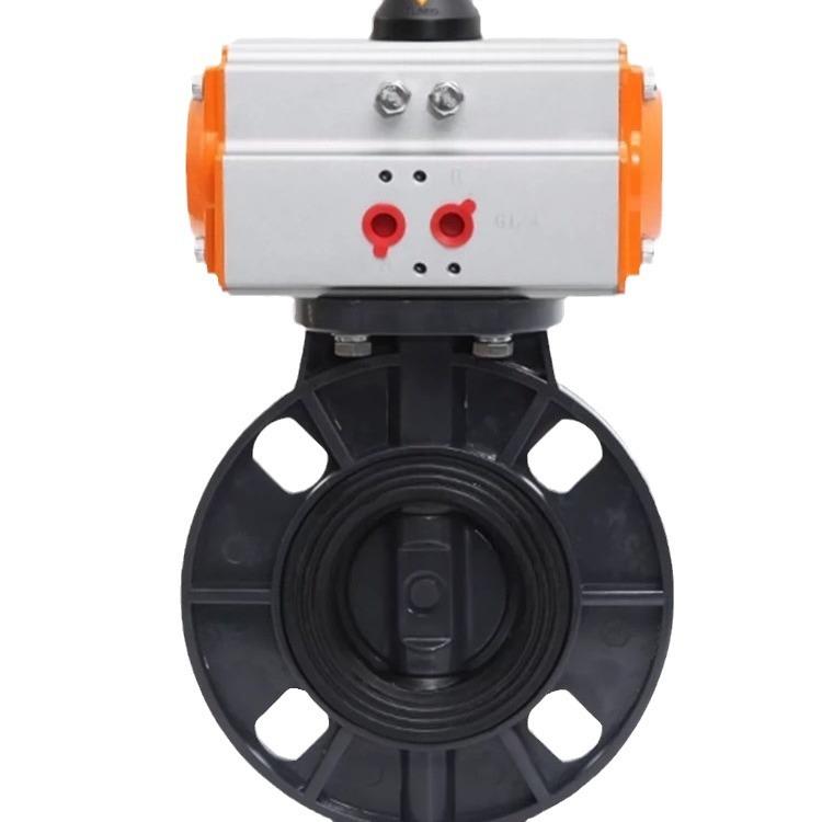 气动UPVC蝶阀D671X-10S塑料软密封化工阀门工业气动开关厂家