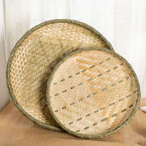 竹制品竹编簸箕无有孔竹筛子米筛竹匾家用农家干 干货晾晒圆竹篮