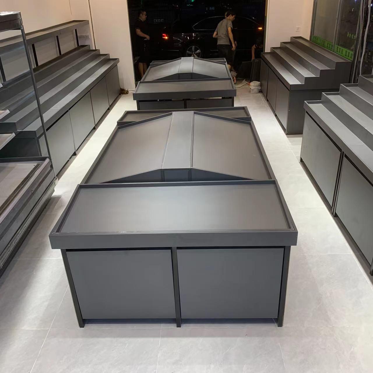 水果店货架展示架阶梯式台阶果蔬架木质多层梯形中岛货架陈列货柜