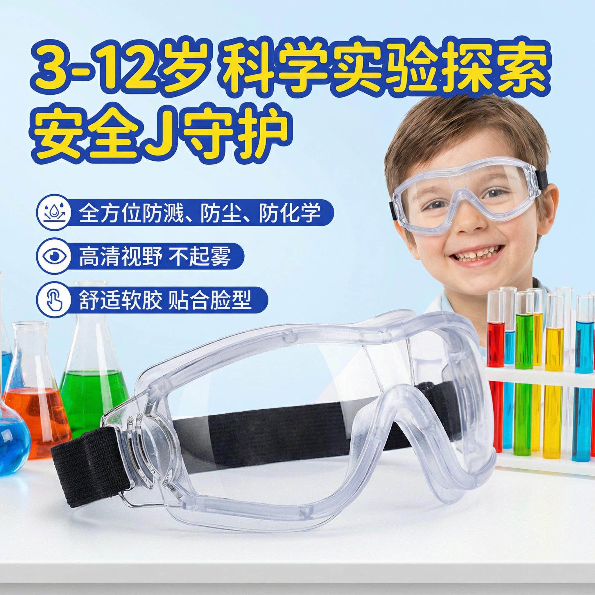 化学实验室专用护目镜可戴眼镜儿童科学实验护目春季防过敏防风沙