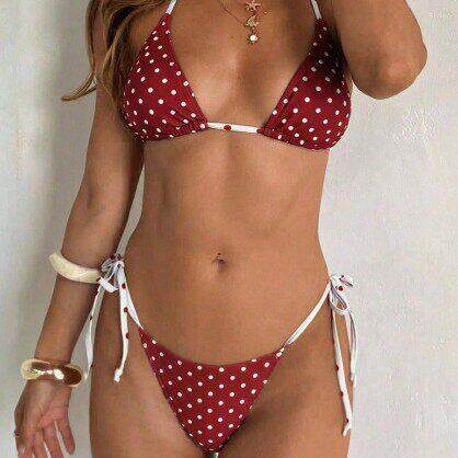 Jenner Triangle Bikini Yellow Polka Dot Top