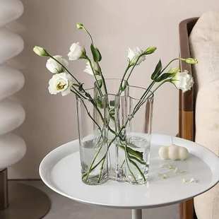 简约湖泊透明玻璃花瓶高颜值 客餐厅花瓶插花高级感装饰摆件ins风