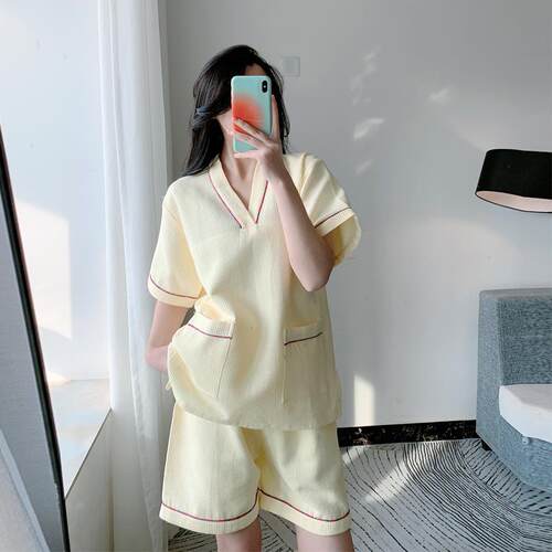 A524汗蒸服女款纯棉洋气情侣厚款韩版可爱个性男浴服桑拿服足