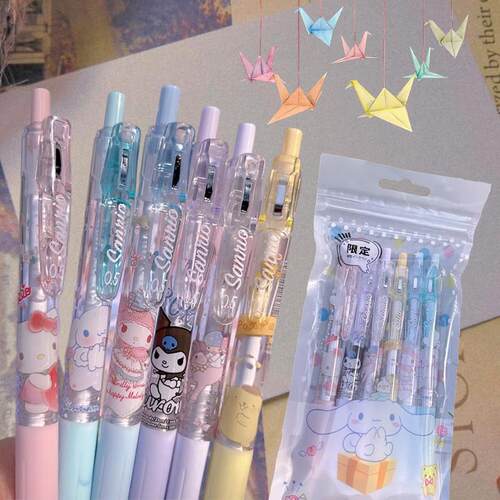 6PCS Kawaii Sanrio Neutral Pen Cinnamoroll My Melody Kuromi