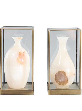 中式创意天然云石花瓶装饰摆件客厅电视柜玄关书柜博古架酒柜摆件