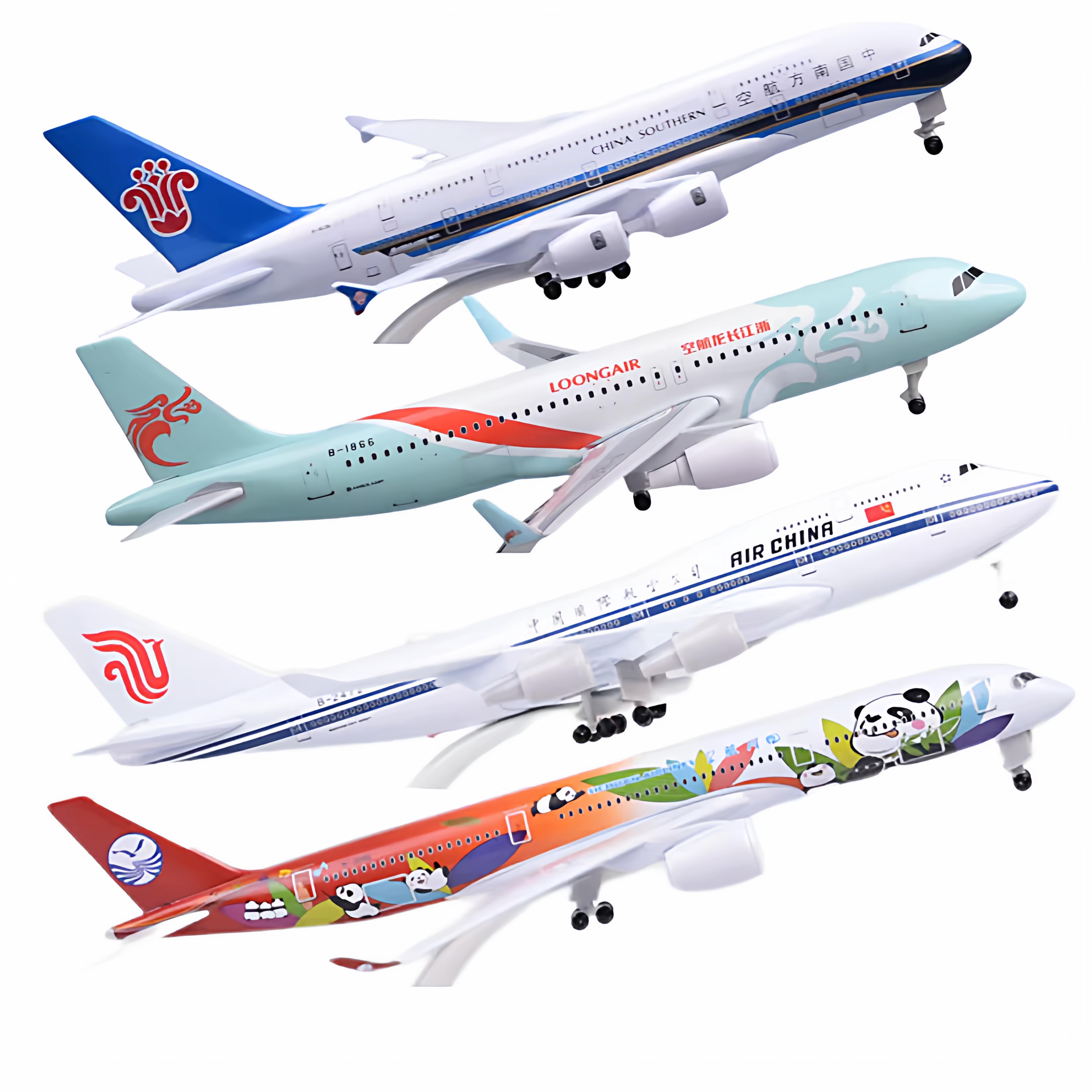 a380飞机模型合金仿真中国航空民航东航带起落架带灯C919客机拼装