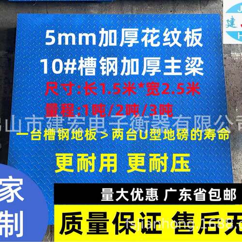 广东佛山建宏1.5*2.5米槽钢地磅10#槽钢5mm加厚面板五金厂养殖场