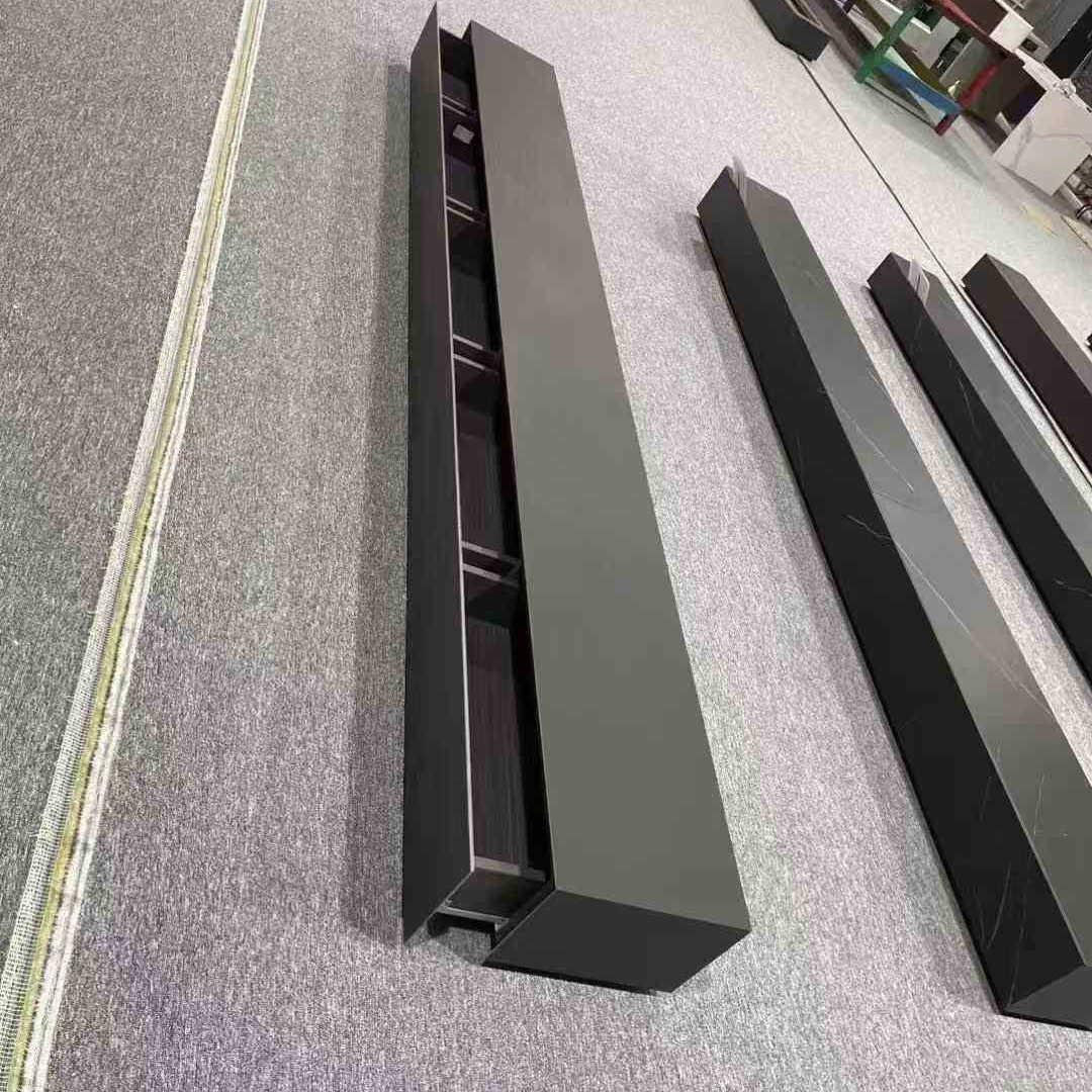 纯黑石板电视柜海棠角平台现代极简主义客厅地板柜简单的家庭挂壁