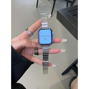 适用S9苹果手表S7表带不锈钢applewatch细款金属钢带56S7S8S9SE