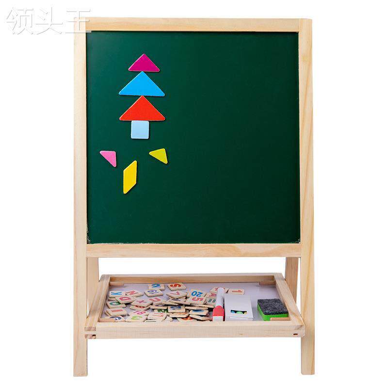 儿童木制多功能二合一折叠双面大号磁性画板画架黑白板绘画架1.2