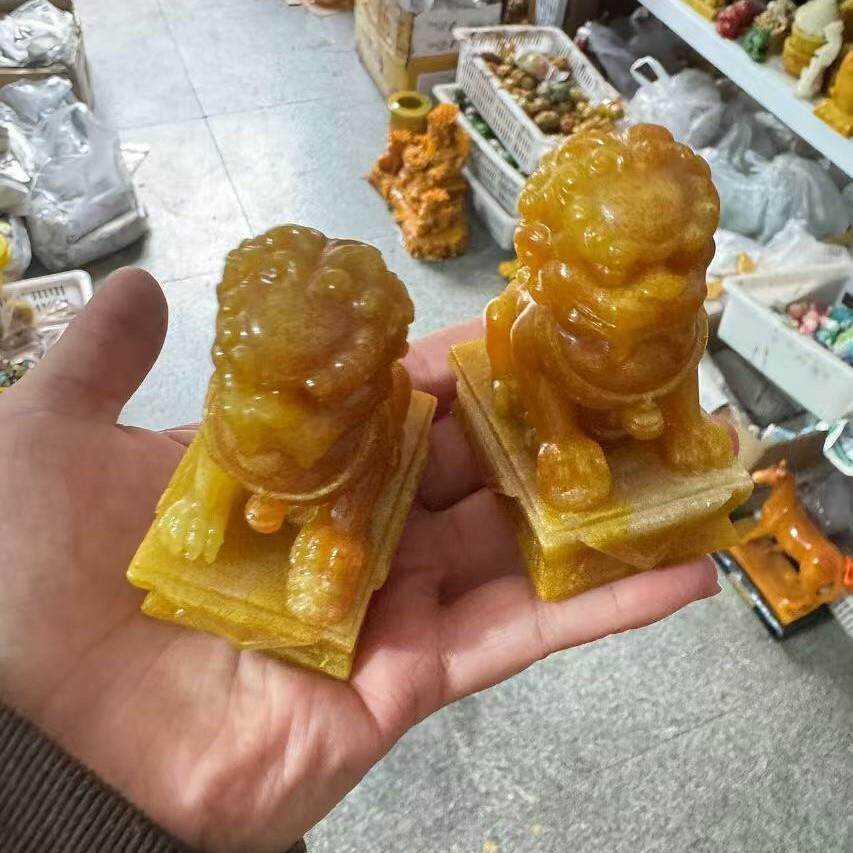 仿古寿山石狮子印章树脂摆件古玩收藏柜台客厅装饰古董工艺品