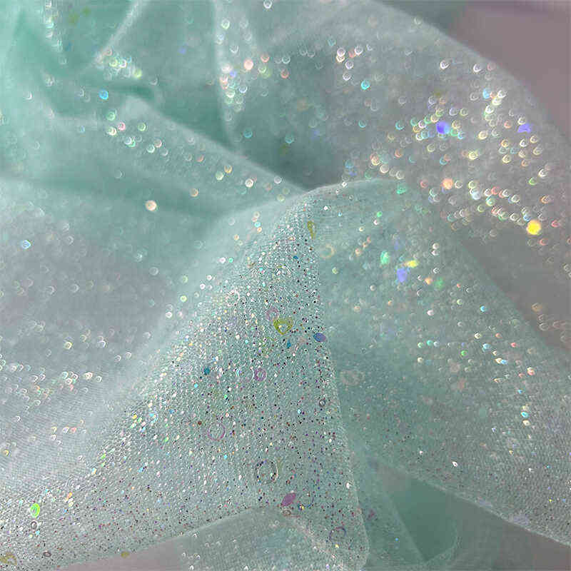 幻彩亮片撒金网纱布料娃衣服装蕾丝网纱面料背景婚纱礼服头纱网布